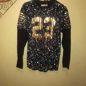 Switch Men Muscle Shirt Metallic Gold/Black Sz S